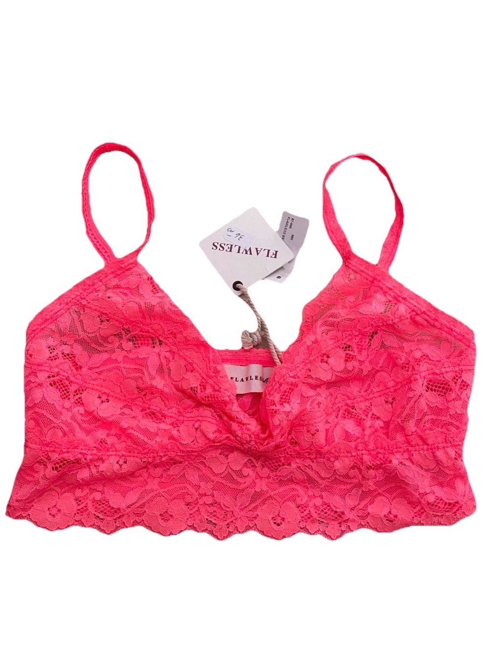 NWT FLAWLESS Neon CORAL LACE BRALETTE Size Medium